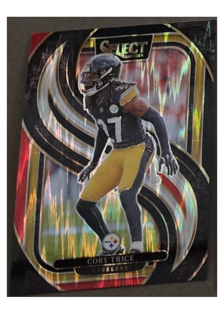 2024 Panini Select Base Set Cory Trice Black Gold Prizm Shock #140 card