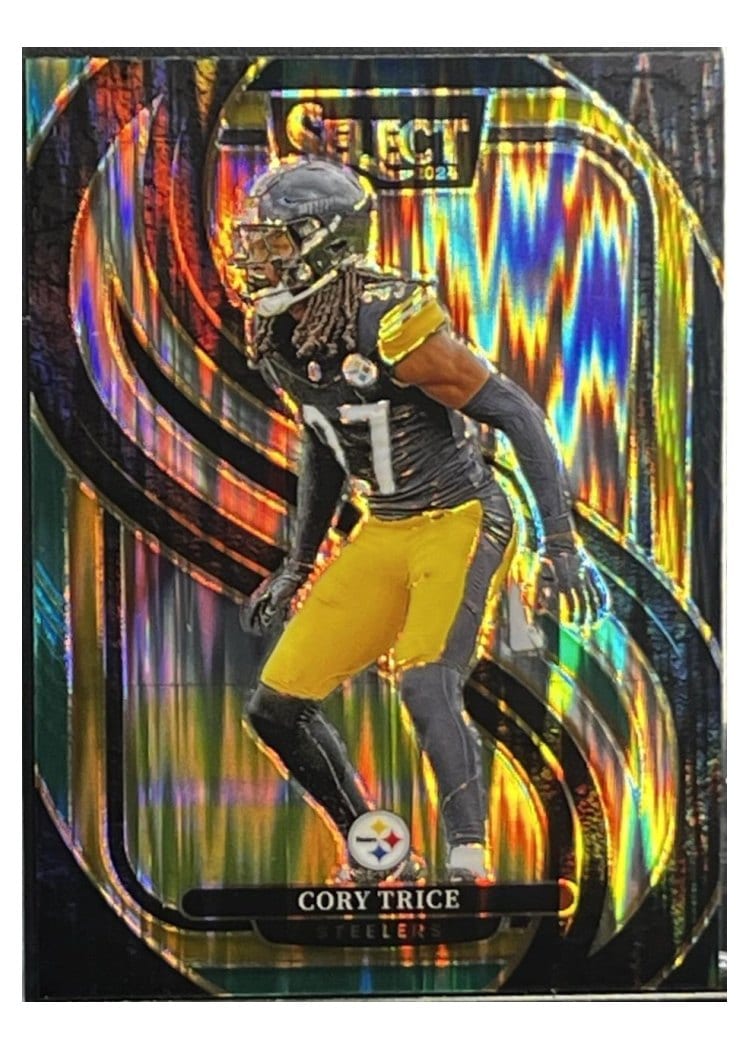 2024 Panini Select Base Set Cory Trice Black Green Prizm Shock #140 card