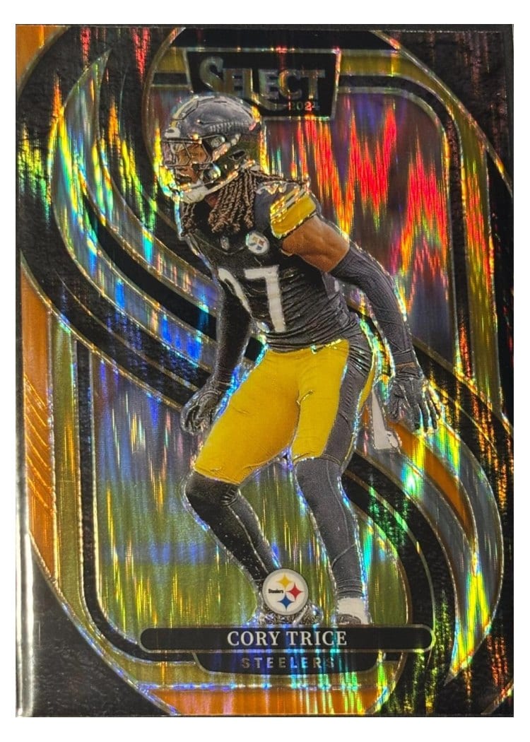 2024 Panini Select Base Set Cory Trice Black Orange Prizm Shock #140 card