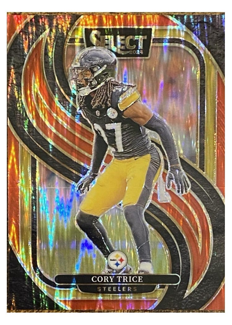 2024 Panini Select Base Set Cory Trice Black Red Prizm Shock #140 card