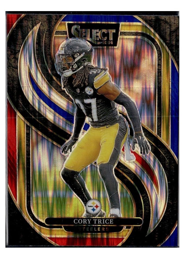 2024 Panini Select Base Set Cory Trice Red Blue Prizm Shock #140 card