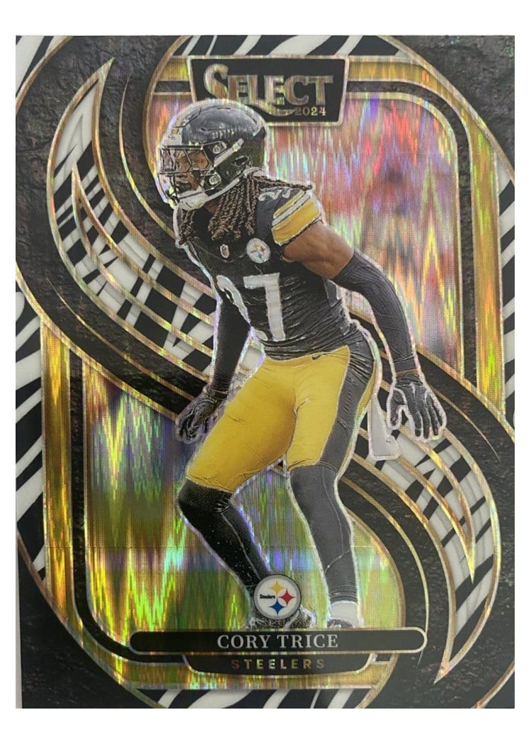 2024 Panini Select Base Set Cory Trice Zebra Prizm #140 card
