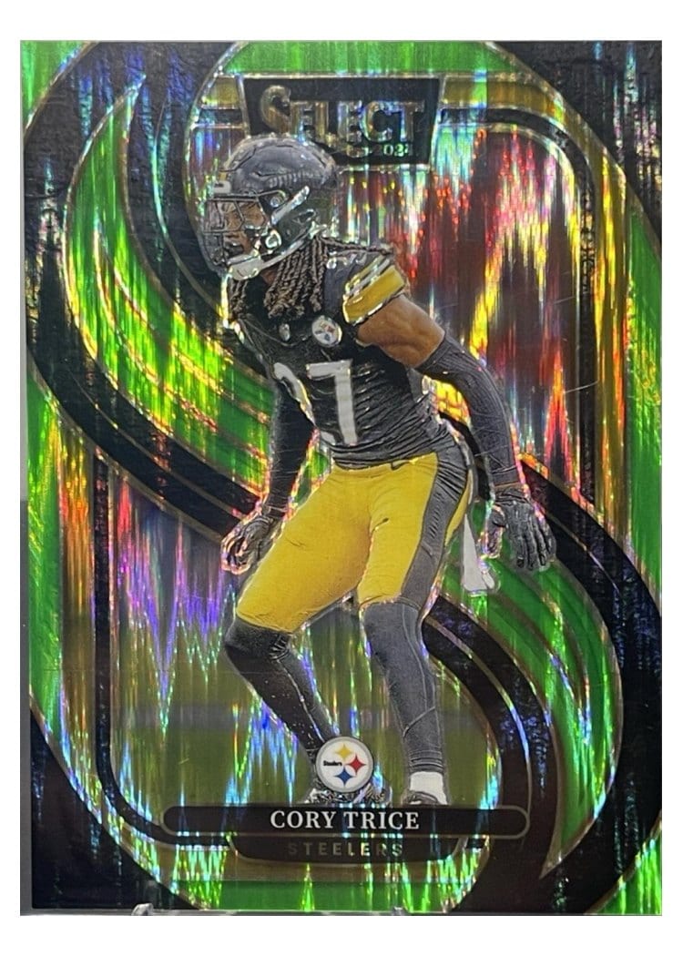 2024 Panini Select Base Set Cory Trice Neon Green Prizm Shock #140 card
