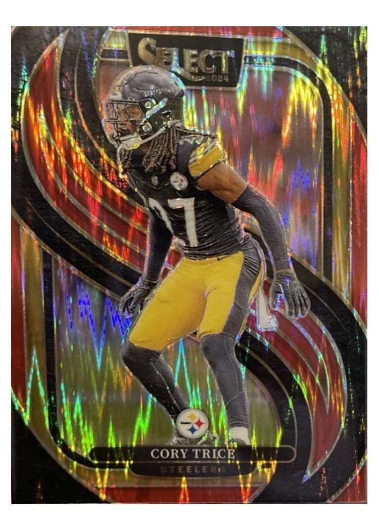 2024 Panini Select Base Set Cory Trice Red Prizm Shock #140 card
