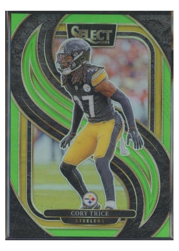 2024 Panini Select Base Set Cory Trice Neon Green Prizm #140 card