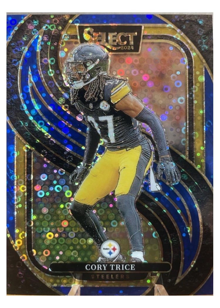 2024 Panini Select Base Set Cory Trice Blue Disco Prizm #140 card