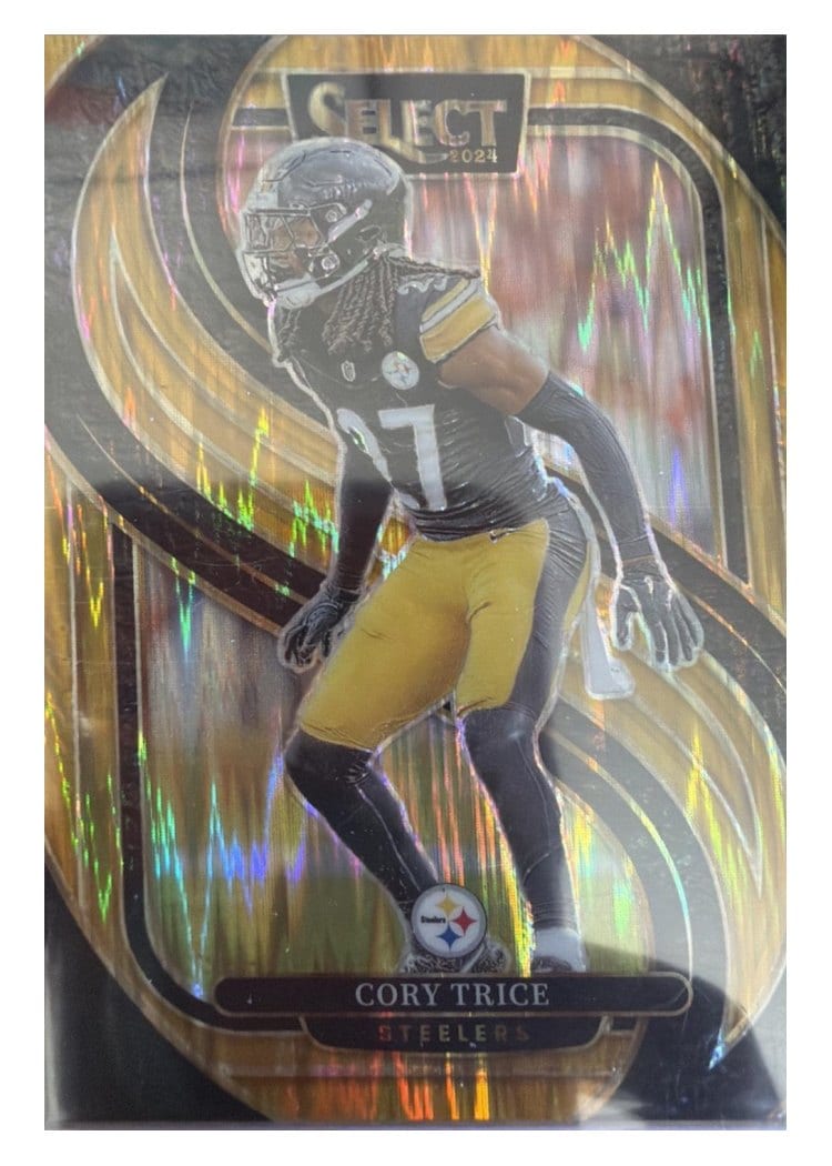 2024 Panini Select Base Set Cory Trice Gold Prizm Shock #140 card