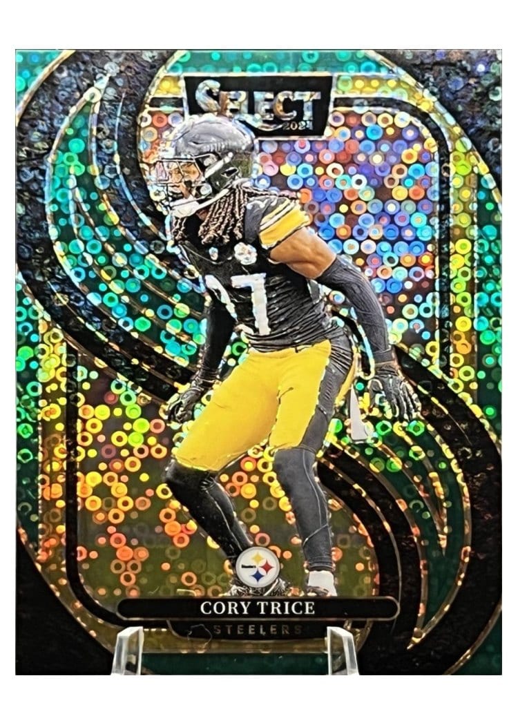 2024 Panini Select Base Set Cory Trice Green Disco Prizm #140 card