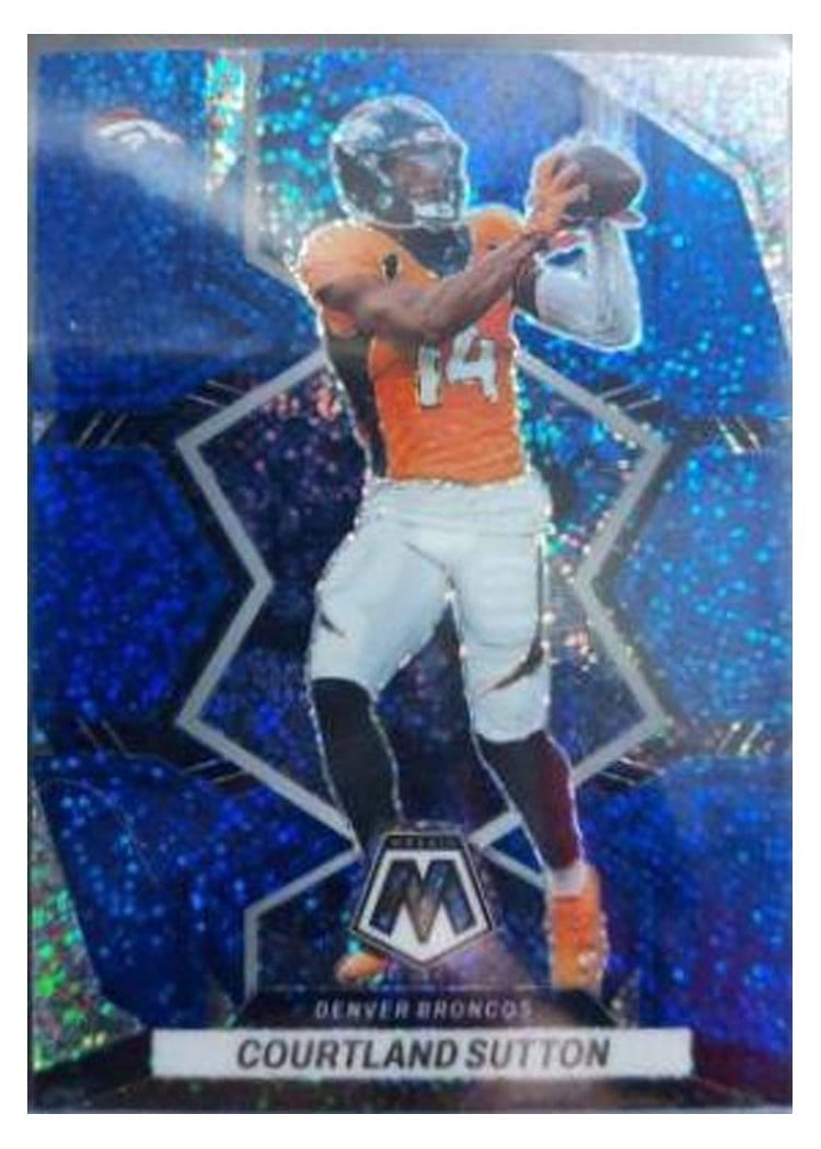 2022 Panini Mosaic Base Set Courtland Sutton Blue Sparkle #59 card