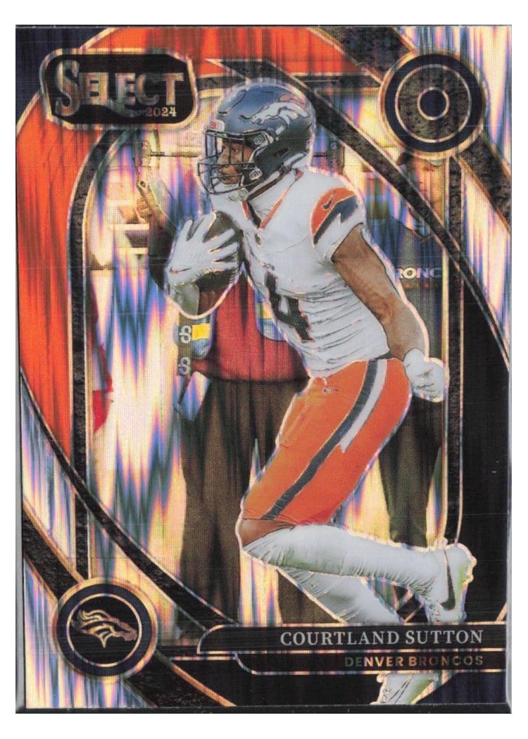 2024 Panini Select Base Set Courtland Sutton Black Orange Prizm Shock #240 card