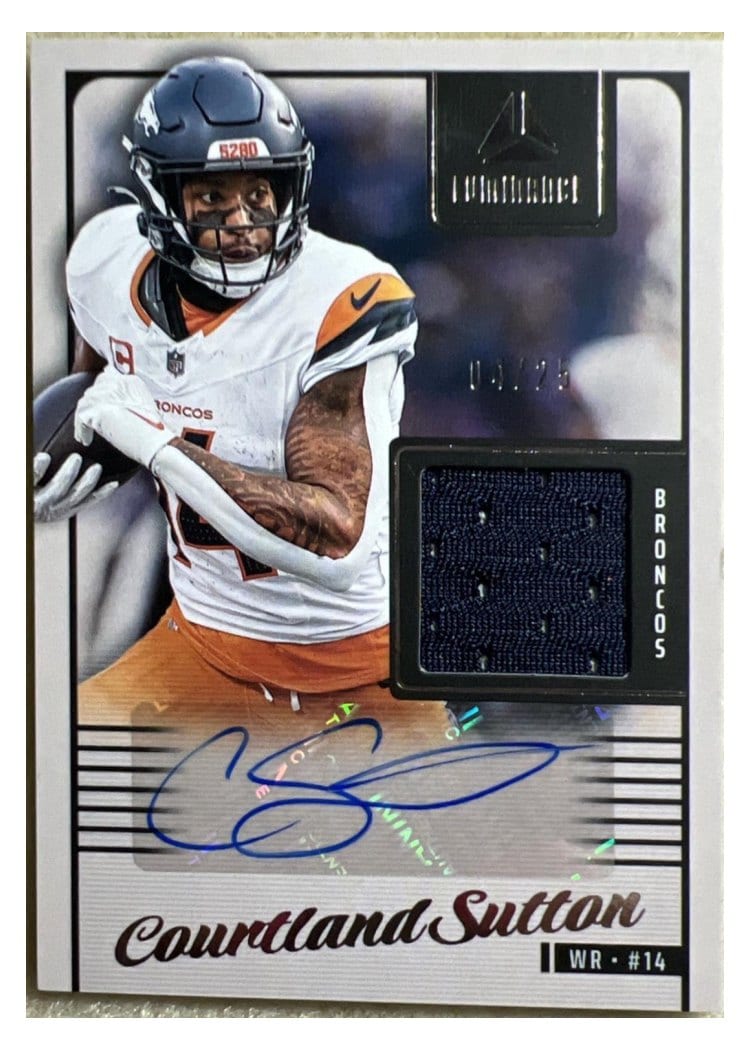 2025 Panini Luminance Autograph Jerseys Courtland Sutton #8 card