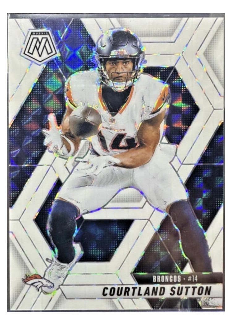 2025 Panini Mosaic Base Set Courtland Sutton White #64 card
