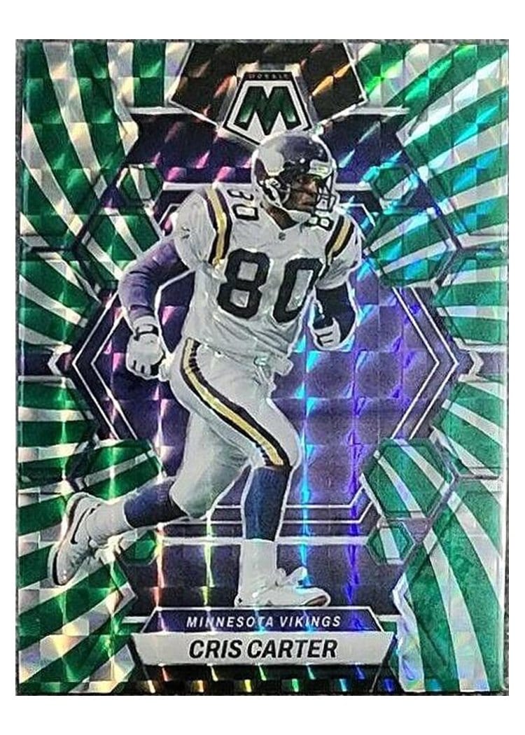 2023 Panini Mosaic Base Set Cris Carter Green Swirl #157 card