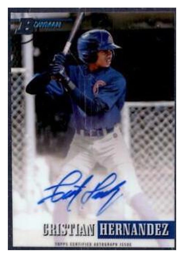 2021 Bowman Heritage Chrome Prospect Autographs Cristian Hernandez #93PA-CH card