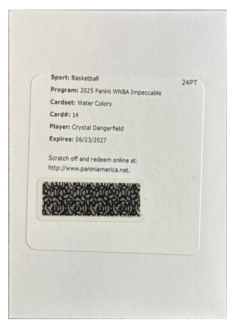 2025 Panini Impeccable WNBA Water Colors Crystal Dangerfield #14 card