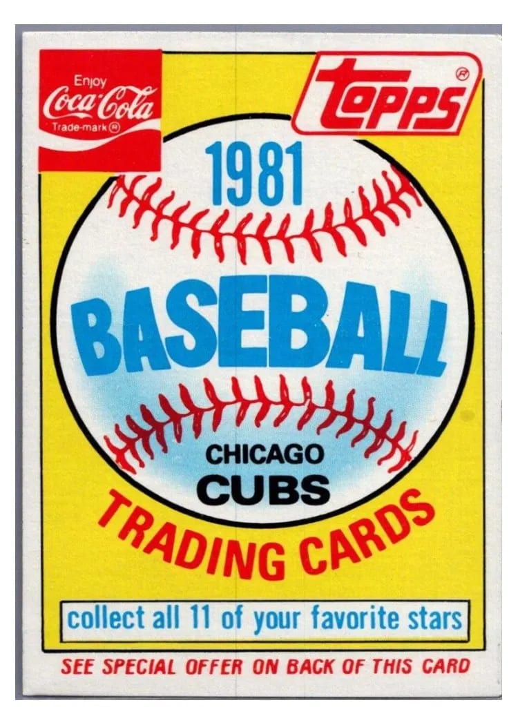 1981 Coca Cola Cubs Header card