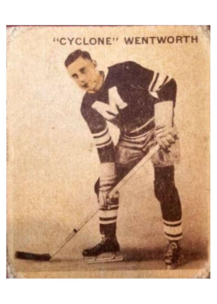 1933 World Wide Gum Ice Kings Cyclone Wentworth #43 card
