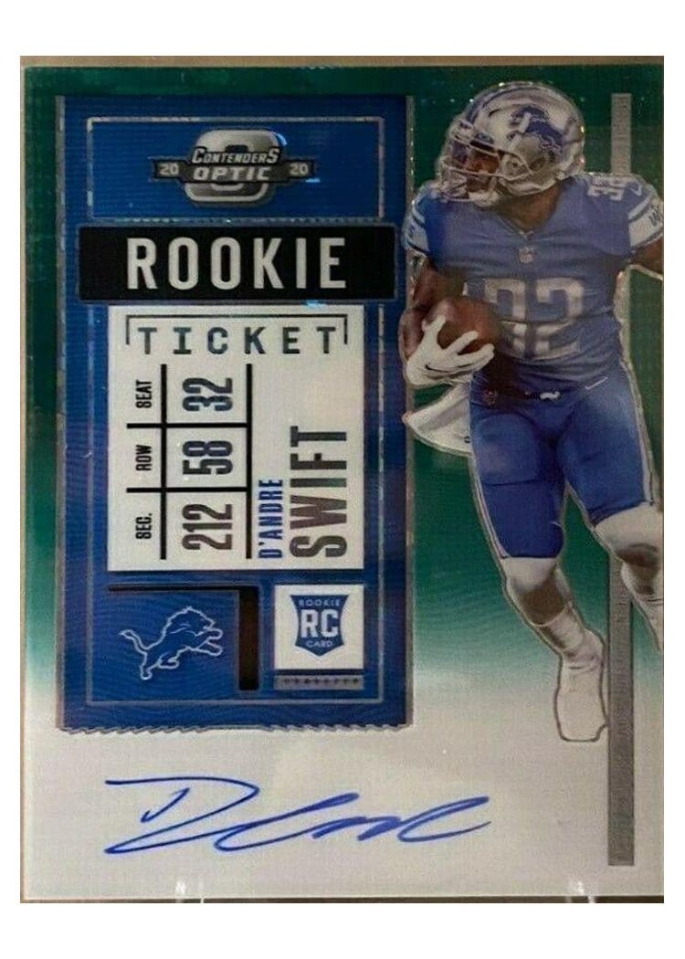 2020 Panini Contenders Optic Base Set D'Andre Swift Autograph Green Pulsar #115 card