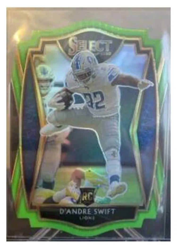 2020 Panini Select Base Set D'Andre Swift Neon Green Prizm Die Cut #151 card