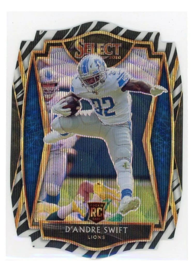 2020 Panini Select Base Set D'Andre Swift Zebra Prizm Die Cut #151 card