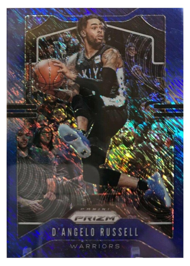 2019-20 Panini Prizm Base Set D'Angelo Russell Blue Shimmer Prizm #204 card