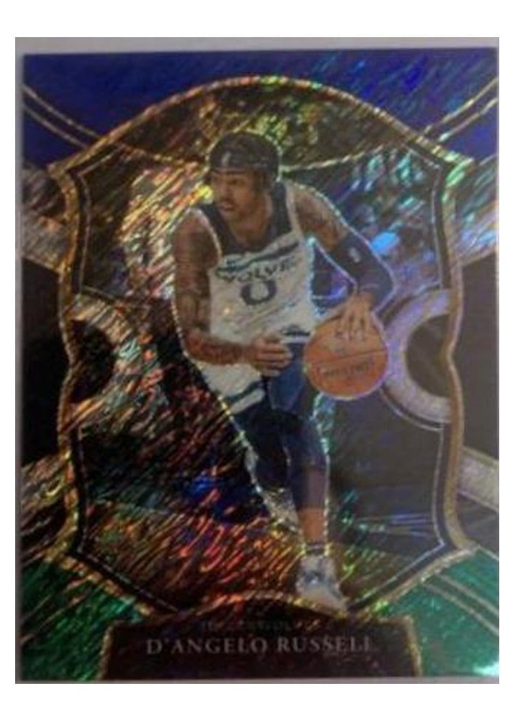 2020-21 Panini Select Base Set D'Angelo Russell Blue White Green Shimmer #18 card