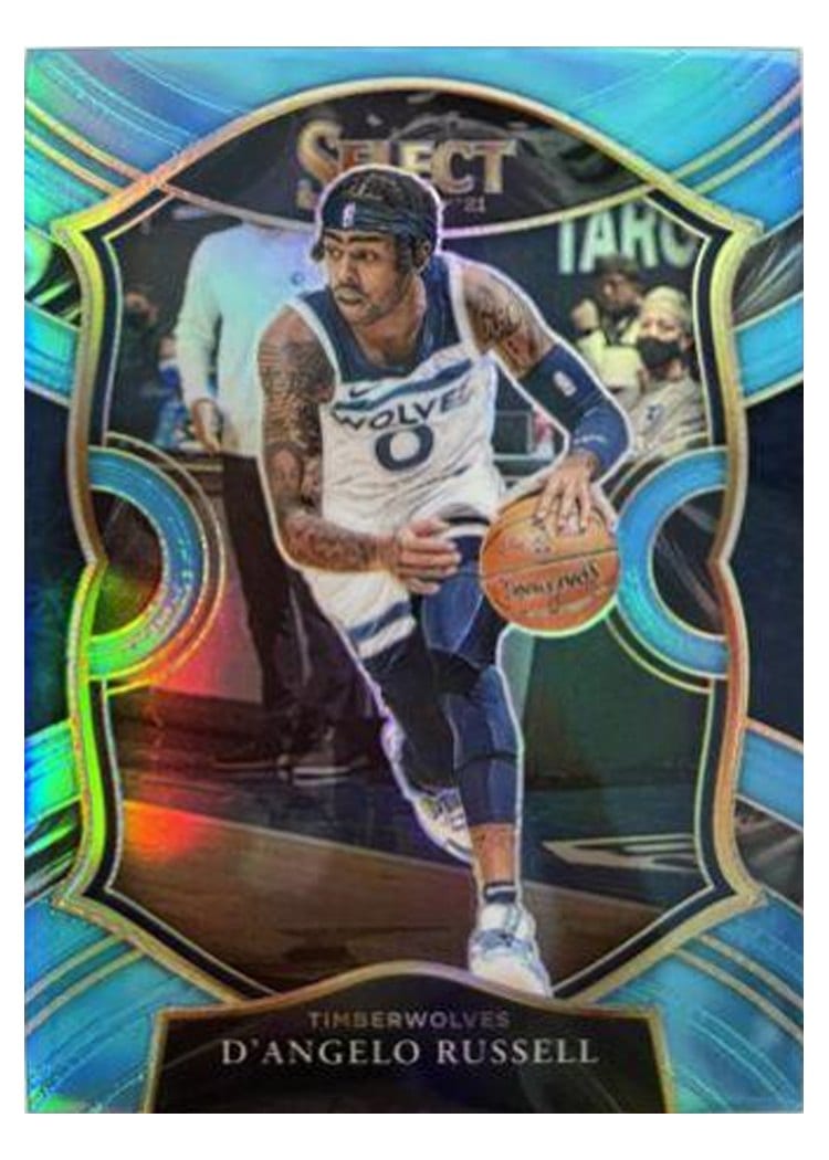 2020-21 Panini Select Base Set D'Angelo Russell Light Blue Prizm #18 card