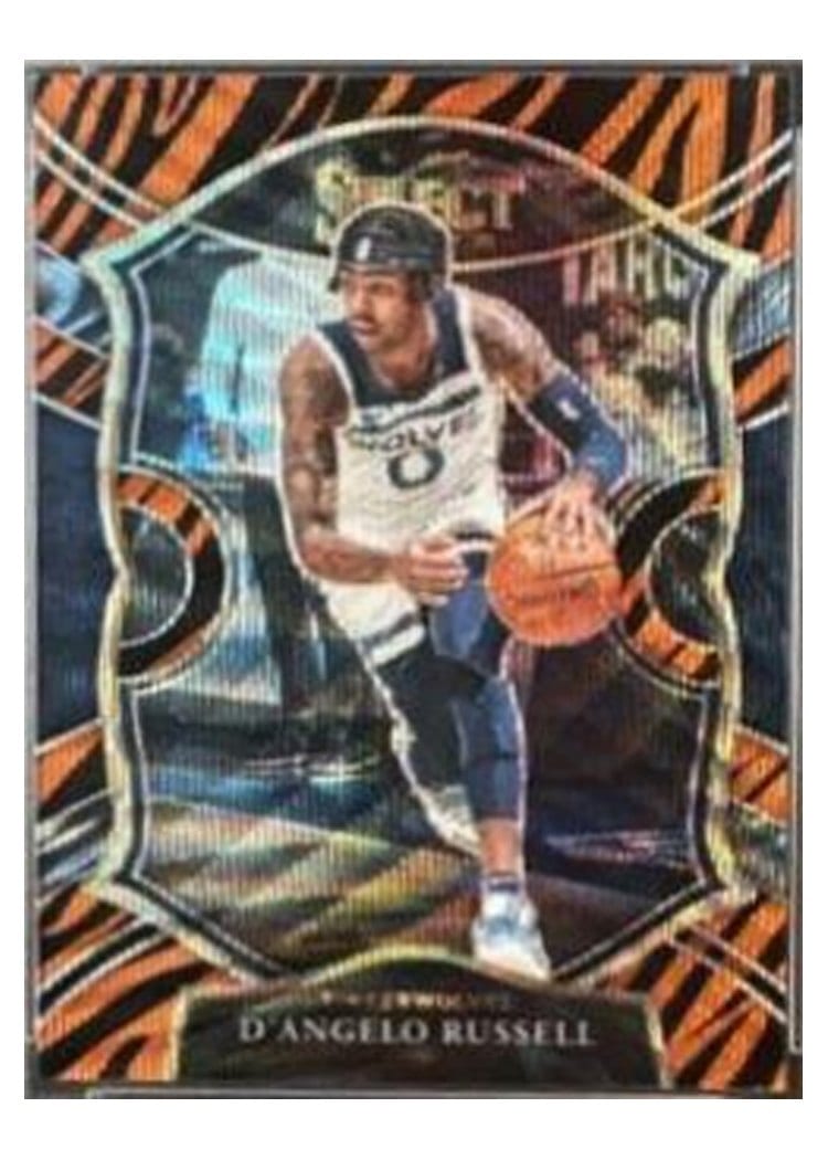 2020-21 Panini Select Base Set D'Angelo Russell Tiger Prizm #18 card
