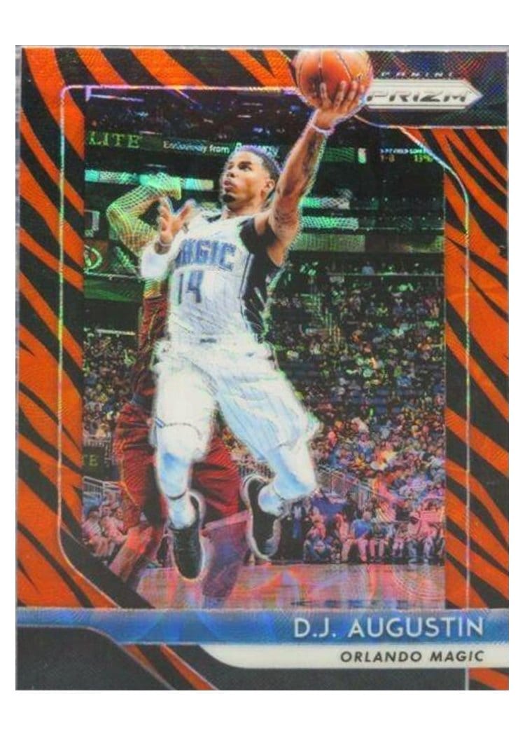 2018-19 Panini Prizm Base Set D.J. Augustin Tiger Stripe Choice Prizm #129 card