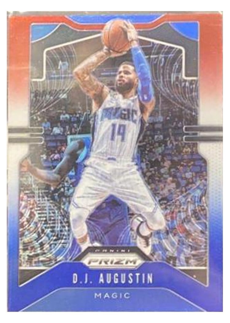 2019-20 Panini Prizm Base Set D.J. Augustin Red, White, and Blue Prizm #197 card