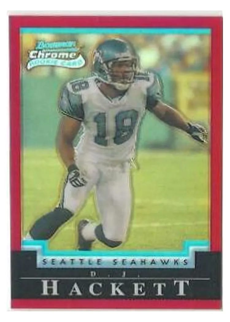 2004 Bowman Chrome D.J. Hackett Red Refractor #184 card