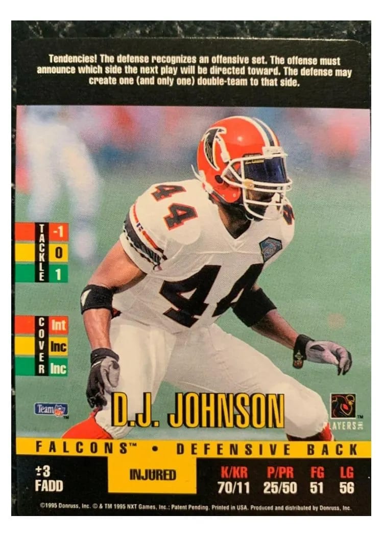 1995 Panini Donruss Red Zone D.J. Johnson card