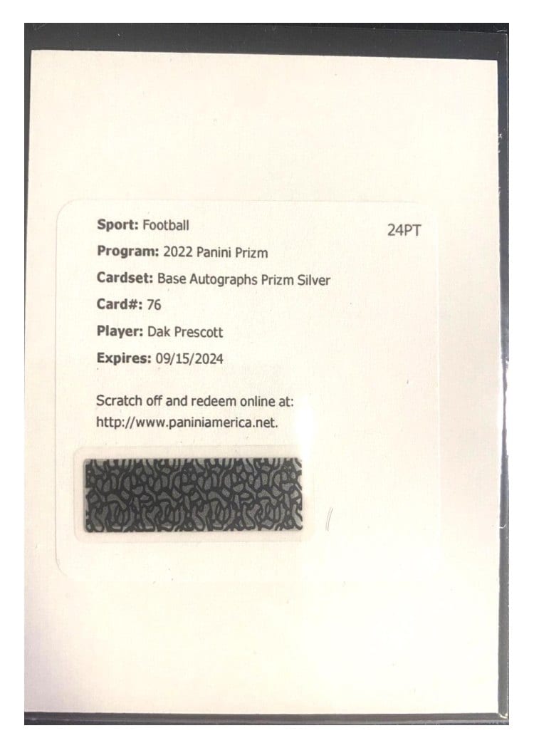 2022 Panini Prizm Base Set Dak Prescott #76 card
