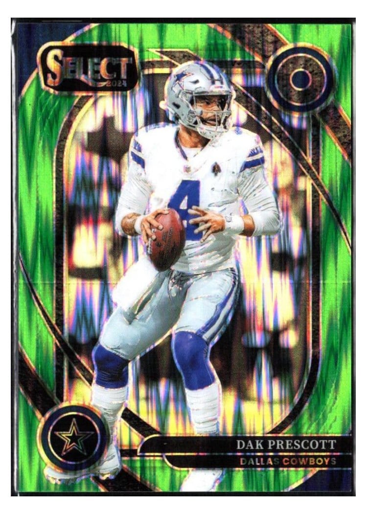 2024 Panini Select Base Set Dak Prescott Neon Green Prizm Shock #125 card