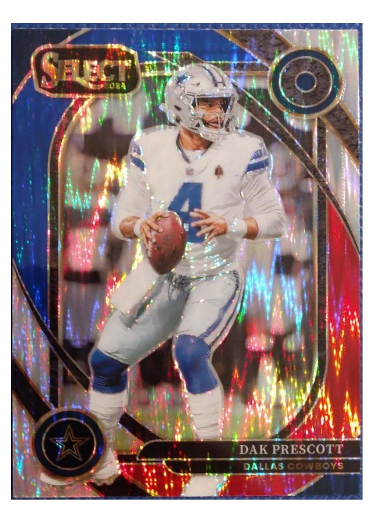 2024 Panini Select Base Set Dak Prescott Red Blue Prizm Shock #229 card