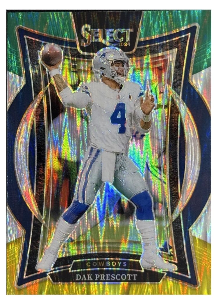 2024 Panini Select Base Set Dak Prescott Green Yellow Prizm Shock #38 card