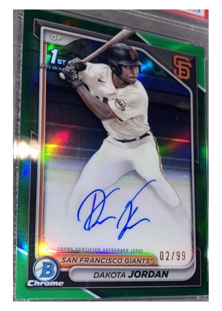 2024 Bowman Draft Chrome Prospect Autographs Dakota Jordan #CPA-DJ card