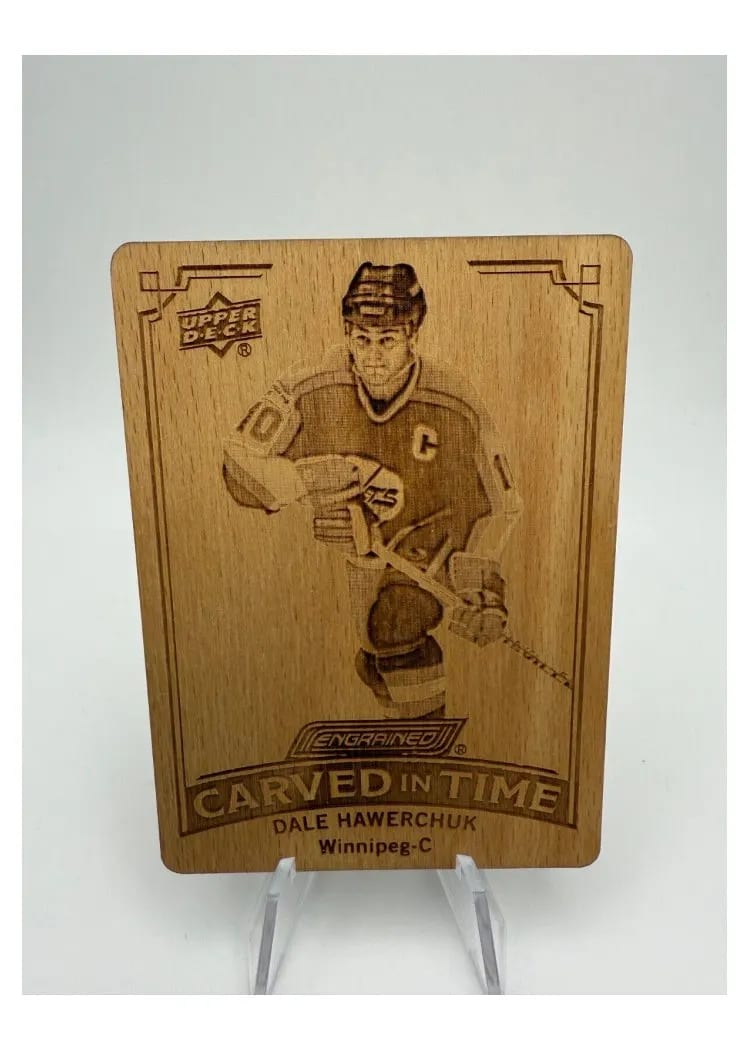 2023-24 Upper Deck Engrained Carved in Time Manufactured Wood Dale Hawerchuk #CT-14 card