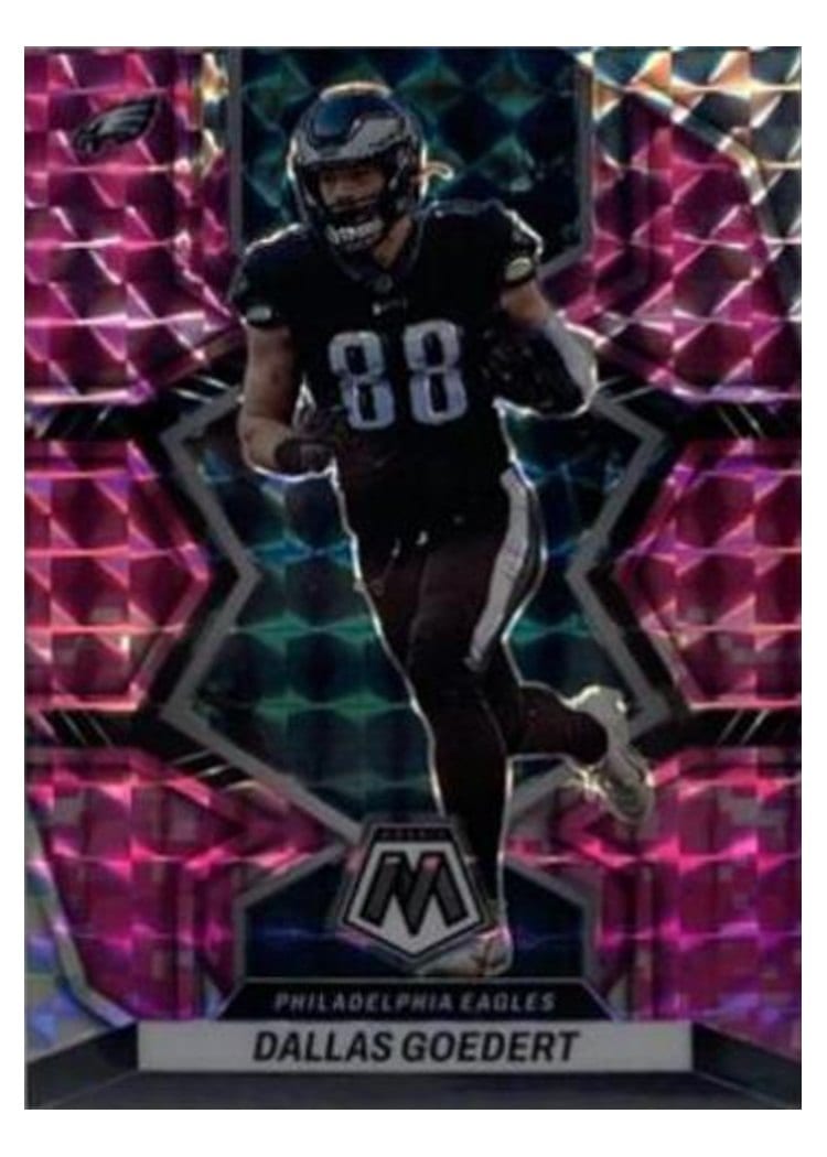 2022 Panini Mosaic Base Set Dallas Goedert Camo Pink #159 card