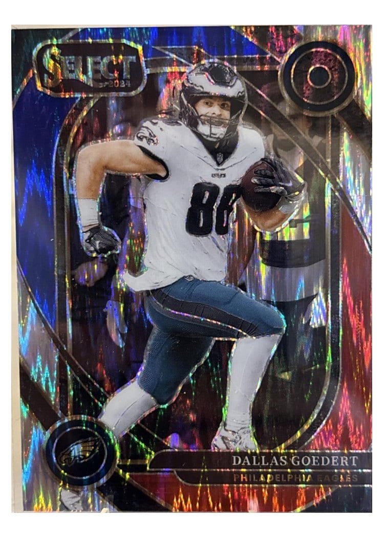 2024 Panini Select Base Set Dallas Goedert Red Blue Prizm Shock #241 card
