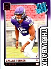 2024 Donruss Rated Rookies Throwback Dallas Turner #1 card