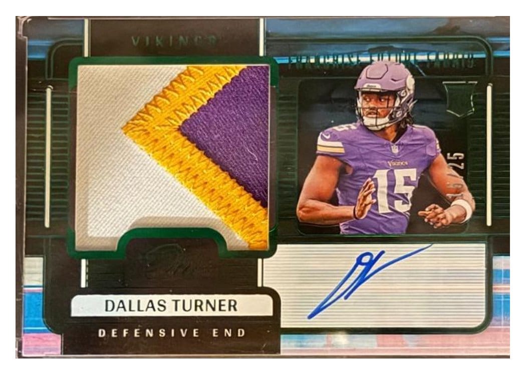 2024 Panini One Franchise Future Fabric Autographs Dallas Turner #90 card