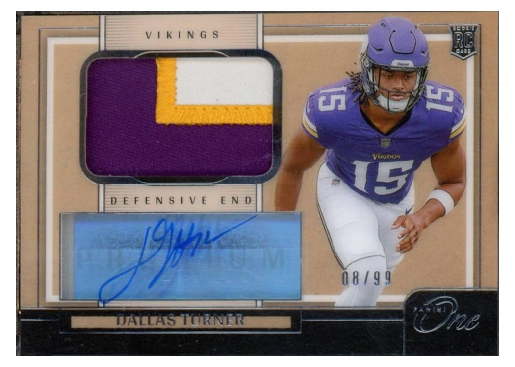 2024 Panini One Premium Rookie Patch Autographs Dallas Turner Premium Rookie Patch Autograph #122 card