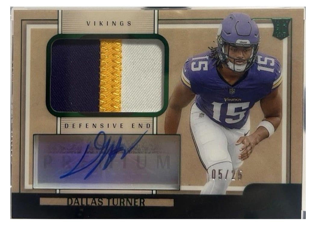 2024 Panini One Premium Rookie Patch Autographs Dallas Turner #122 card