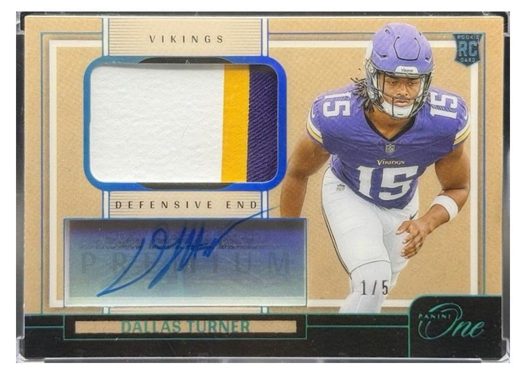 2024 Panini One Premium Rookie Patch Autographs Dallas Turner #122 card