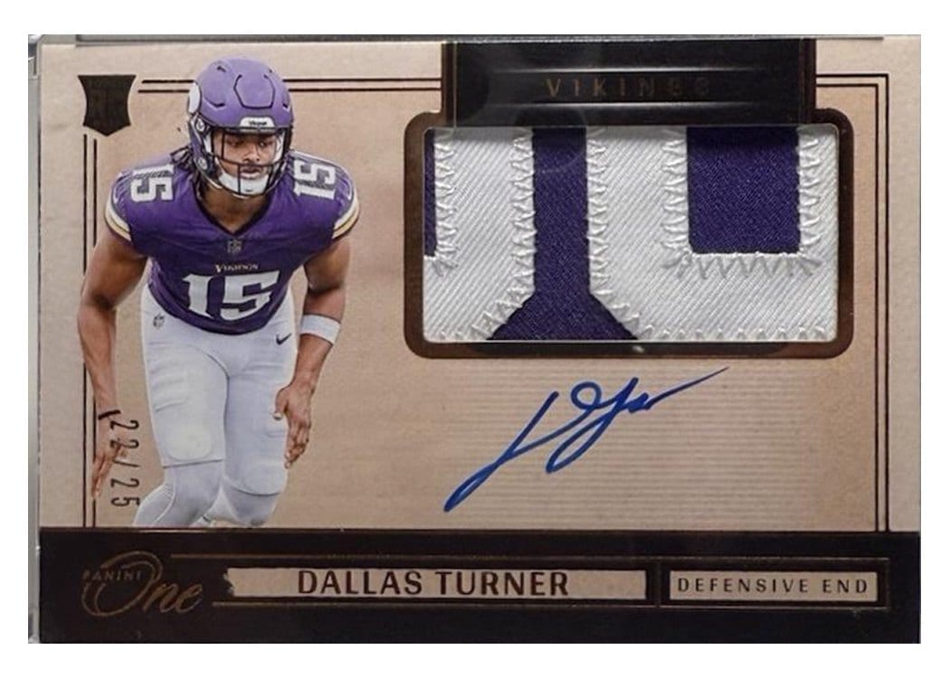 2024 Panini One Rookie Patch Autographs Dallas Turner #21 card