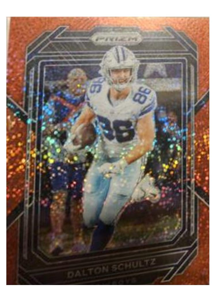 2022 Panini Prizm Base Set Dalton Schultz Red Sparkle #81 card