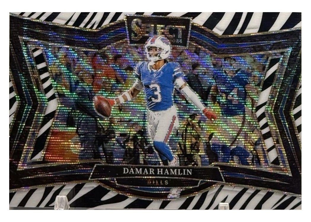 2024 Panini Select Base Set Damar Hamlin Zebra Prizm #428 card