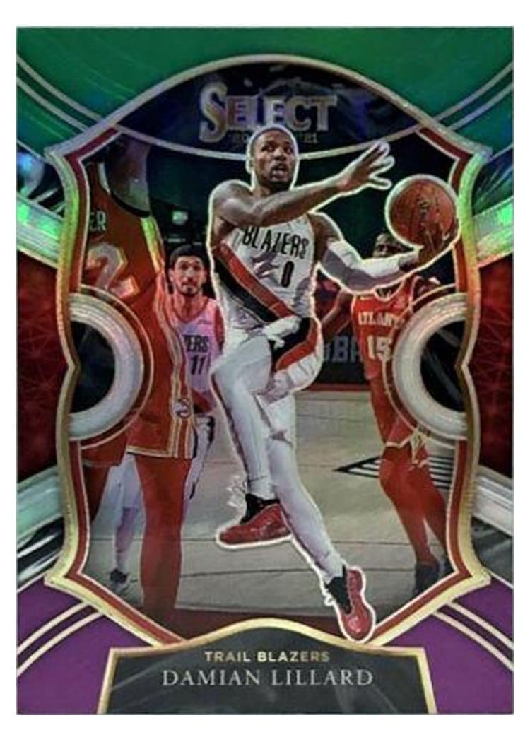 2020-21 Panini Select Base Set Damian Lillard Green White Purple #24 card