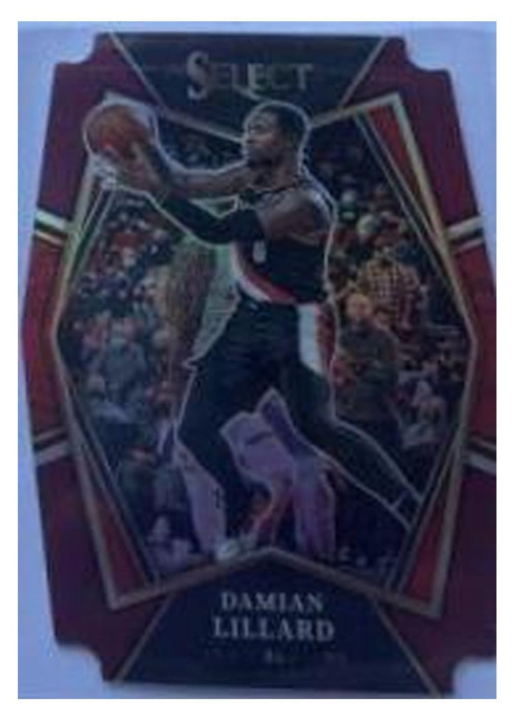 2021-22 Panini Select Base Set Damian Lillard Maroon Prizm Die Cut #186 card